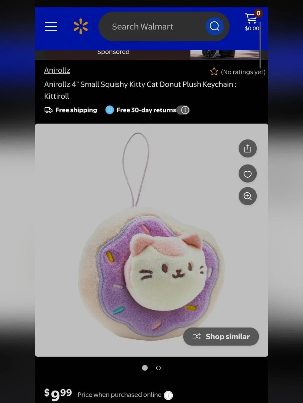 Anirollz Squishy Kitty Cat Donut Plush Keychain